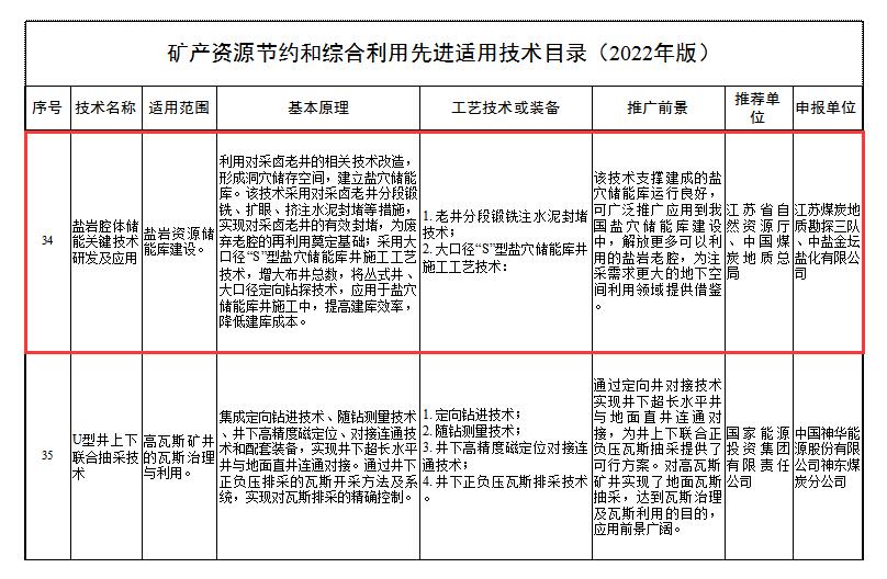 勘探三队盐穴储气储能领域关键技术入选自然资源部《矿产资源节约和综合利用先进适用技术目录》！2.jpg